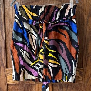 Colorful Zebra Print Tie-Waist Skirt